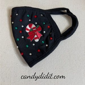 NWT Handmade Candy Did It! Candy Cane Bling With Soft Quilt Layer Face Mask